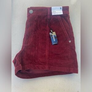 Express Red High Waist Corduroy Shorts